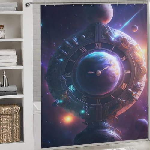 Rideau de douche imperméable Space Earth lavable pour résoudre les problèmes d'humidité