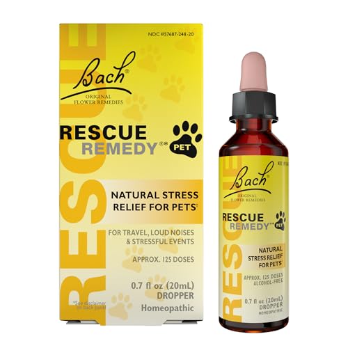 Rescue Remedy Pet Dropper - 20mL - Stress & Tension Support for Dogs & Cats with Bach Natural Flower Essences - Sedative-Free, Homeopathic Liquid Formula - For All Breeds, Ages & Weights