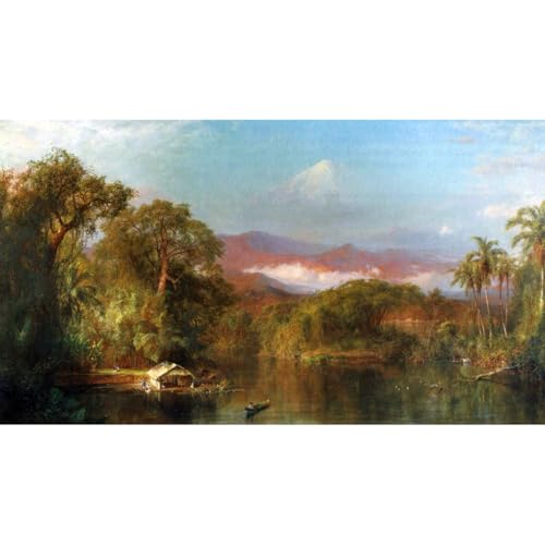 Chimborazo Équateur Church toile d'art haut de gamme salon 101x127 cm