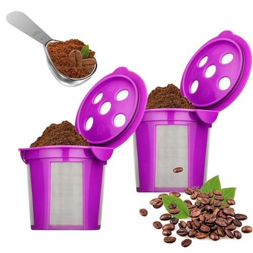 Reusable K Cups for Keurig,2 Pack K Cup Reusable Coffee Pods and Stainless Steel Coffee Spoon,Compatible with K Supreme Plus, K Slim, K-Duo Gen2, K-Brew Chill with MultiStream Technology