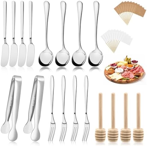 38 Pcs Charcuterie Boards Accessories, Silver Stainless Steel Cha...