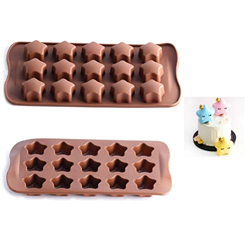 Yeglg Moule de cuisson en silicone 15 cavités en forme d'étoile pour chocolat, cookies, bonbons, gâteaux, glaçons, etc Cover