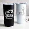 Lifetime Creations Engraved Personalized Fishing Stainless Steel Tumbler with Lid 20 oz (Black): Fisherman Coffee Travel Mug with Name, I'd Rather Be Fishing