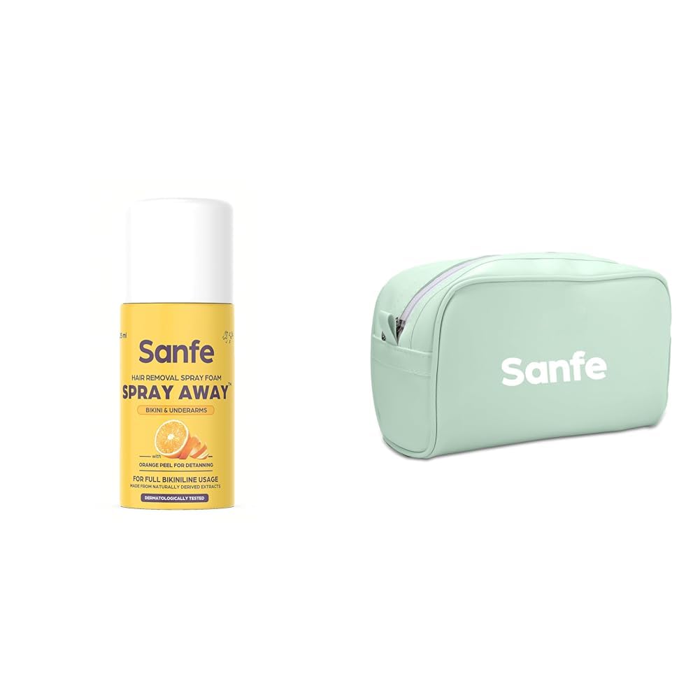 Painless & Detan Hair Removal Spray Cream - 25 ml Travel Pouch Kits Essentials Bag for Men and Women Organiser Make Up Green (Color- Green)