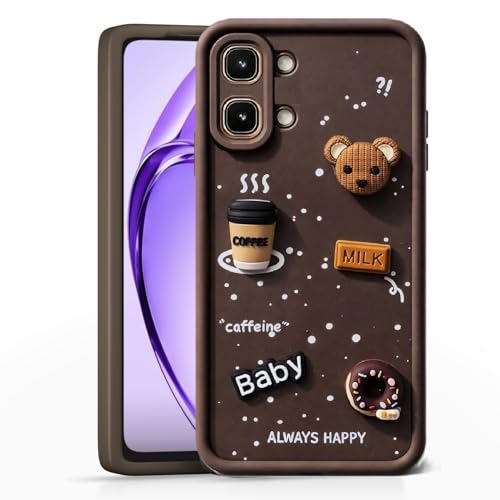 Image of Bintage case Ball Bear| Donut| Milk Cake| Baby| Coffee Rubber Case Full Body & Camera Protection Back Cover Compatible for Tecno Spark Go 3 - Brown
