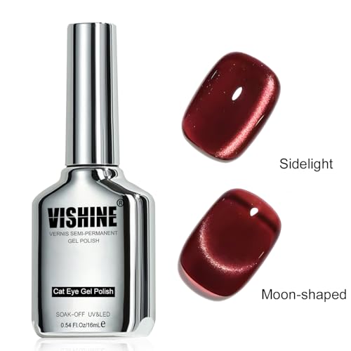 Esmalte en gel Vishine 16ml con efecto ojo de gato rojo miniatura 3