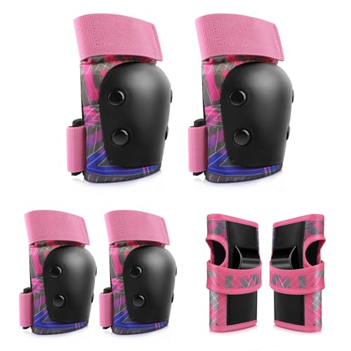 YooxArmor Protezioni Bambini Pattini in Linea per 3-8 Anni,6 in 1 Attrezzatura Protettiva Protezione Bambini Ginocchiere, Gomitiere Protezioni Set per Scooter Monopattino Bicicletta Pattini in Linea