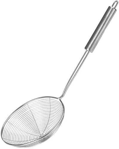 Escumadeira de Fritura Grande 18x42cm Aço Inox para Fritar Batatas Pastéis Peneira para Frituras Col