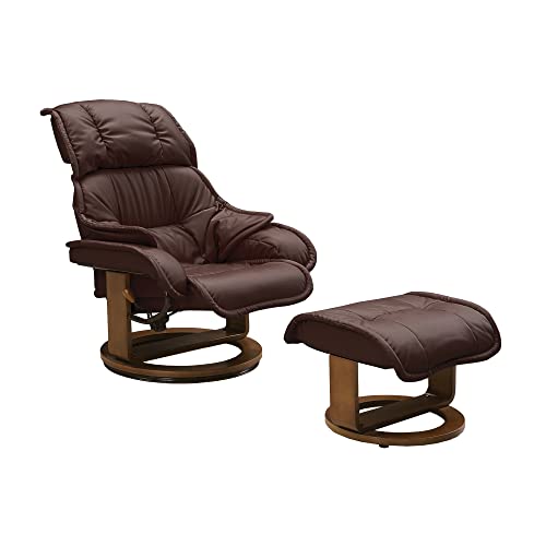 関家具(Sekikagu) リクライニングチェア パーソナルチェア ソファ オットマン付き プリメーラ ダークブラウン 幅83cm 素材/合皮 314721