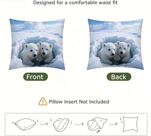 Housse de canapé 55x55 taie oreiller lin coussin carré ours blanc