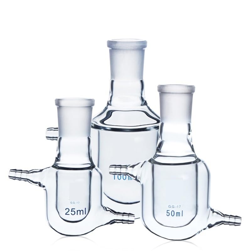 Matraz de vidrio de alto contenido en borosilicato Uso del laboratorio del vidrio de borosilicato de la pared gruesa del solo frasco de reacción vestido del cuello(250ml Caliber 24mm)