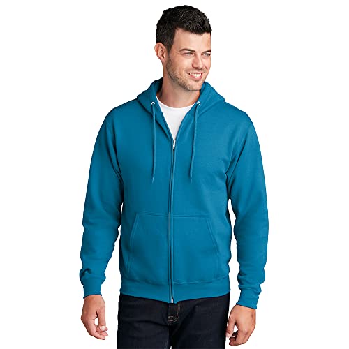 Port & Company-Core Fleece Full-Zip Hooded Sweatshirt. PC78ZH Neon Blue