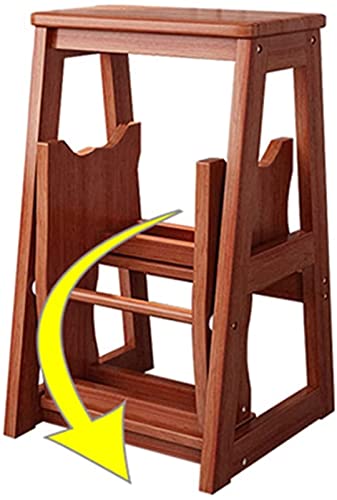 Taburete plegable multifuncional de madera con 2 escalones para pisos pequeños 3