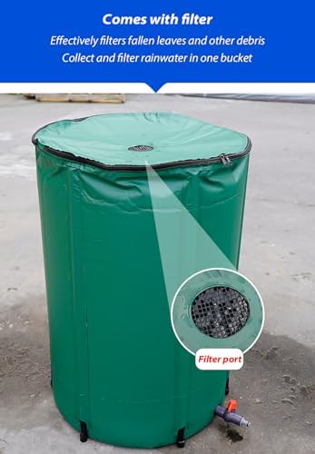 Eco-Friendly Portable Rain Barrel for Rainwater Collection - Water Storage Container with Filter & Overflow Kit, Ideal for Gardens & Outdoor Use