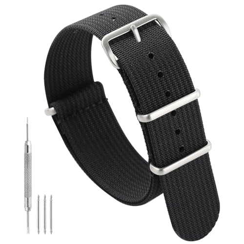 TACTICAL FROG Black Nylon Watch Band 19 mm