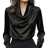 Col montant élégant : doté d'un col bénitier raffiné et de manches élégantes, ce chemisier en satin respire la sophistication. Idéal pour créer des tenues en soirée ou en soirée