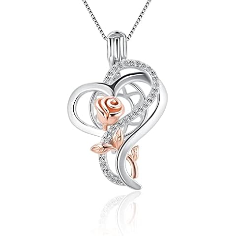 LGSY Sterling Silver Rose Heart Cage Pendant Cover