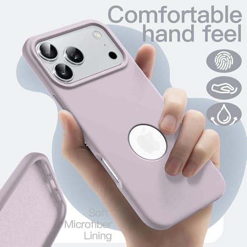 Image of Elzzi Microfiber Cover Compatible for iPhone 17 Pro Case Liquid Silicone Cases Protective Covers Shockproof Back Cover with High Raised Camera Lips (Lavender)
