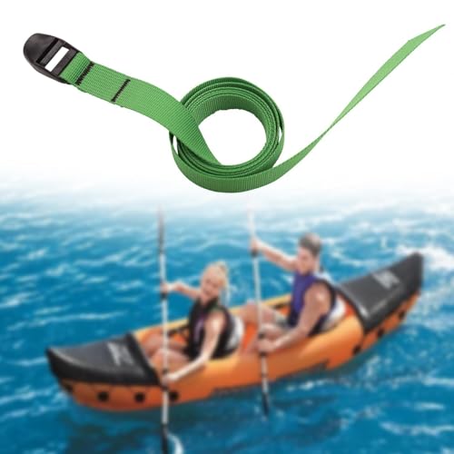Vaveren Kayak Tie Down Strap 1.3M Nylon Belt Rope with Buckle Adjustable Lashing Strap for Surfboards Travel Boat Trailer Luggage Bag, Green