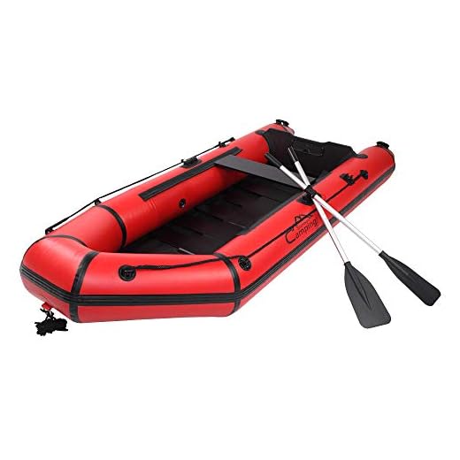 Kcelarec Inflatable Boat Set Thickened Fishing Boat Hard Inner Bottom Floor Boat with 3 Separate Air Chambers (7.5ft, Red)