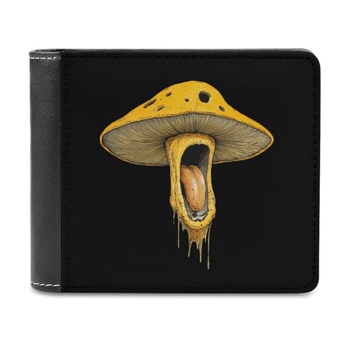 Psychedelic Mushrooms Men's Minimalist Wallet Blocking Leather Bifold Wallets Slim Purse with 6 Credit Card