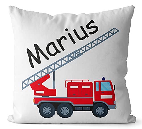 SB69 Coussin Camion Pompier personnalisé prénom, coussin sieste, coussin maternelle, coussin enfant, oreiller sieste, oreiller maternelle, déco, oreiller prénom, cadeau coussin prénom