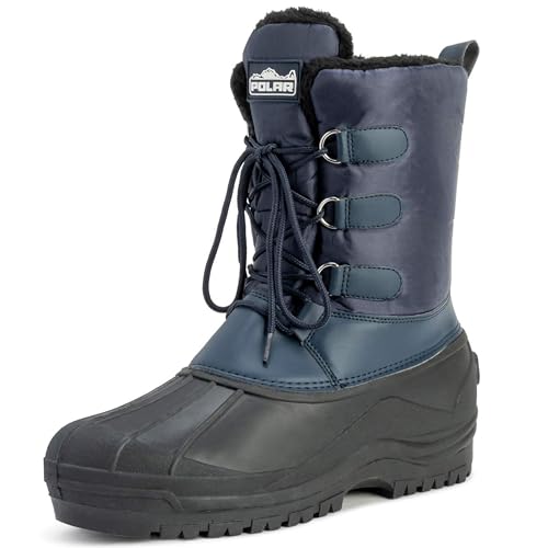 Image of POLAR Mens Muck Lace Up Short Nylon Winter Snow Rain Lace Up Casual Duck Boots