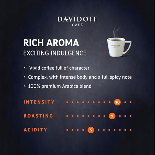 Image of Davidoff Rich Aroma Instant Coffee 10 /12 Intensity - 100% Arabica, 90G, Granule, Glass Bottle | Get Free KF Pistachio Chocoate 20g by Decadent Foods.