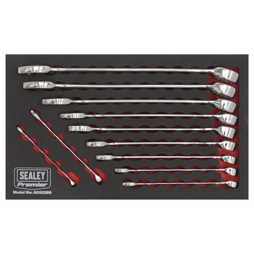 Sealey Premier Combination Spanner Set 11pc - Imperial - AK63266, Chrome - Image 3