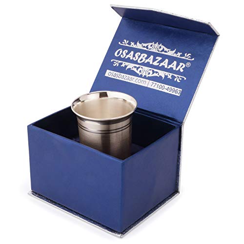 Image of Osasbazaar Pure Silver Glass Tumbler - Mehra Design - 97%-99% Pure BIS Hallmarked (Pack of 1), 150 ml