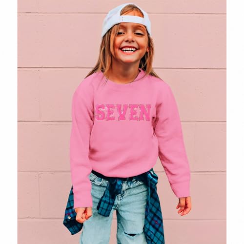 Toddler Baby Girls Birthday Outfit 2nd 3rd 4th 5th 6th 7th Bday Party Sweatshirt Chenille Patch Long Sleeve Shirt2