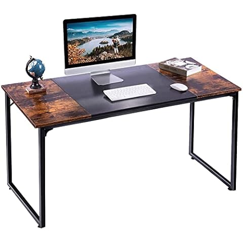 Homesbrand Computer Desk, Office Desk for Home Working, Modern Simple Style PC Desk Study Table Writing Workstation with Splice Board, Vintage-Black-Vintage, 120x60x75CM Cover