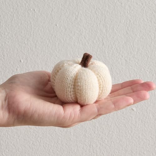 Image of Set of 3 Multi-size Cozy Knit Pumpkins (Candy Corn Large Multi-size set) | Fall Home decor, Shelf sitters, Bowl fillers, Gift for Friend