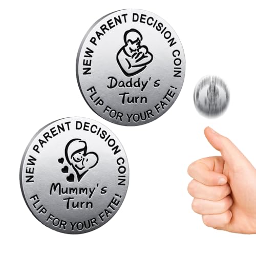 Image of New Parent Decision Coin Funny Pregnancy Gifts for First Time Moms Dads, Cute New Parents Gift Mommy Daddy Couples Gift Ideas, Gag Gift for Shower Birthday Fathers Day,Silver