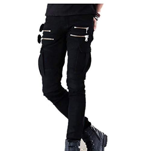 Into Men's Skinny Distressed Pencil Pants Slim Straight Fit Zipper Jeans2
