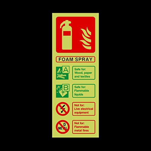 Foam Spray Fire Extinguisher Guide Photoluminescent Plastic Sign - Emergency/Fire Exit/Extinguisher (FE29)
