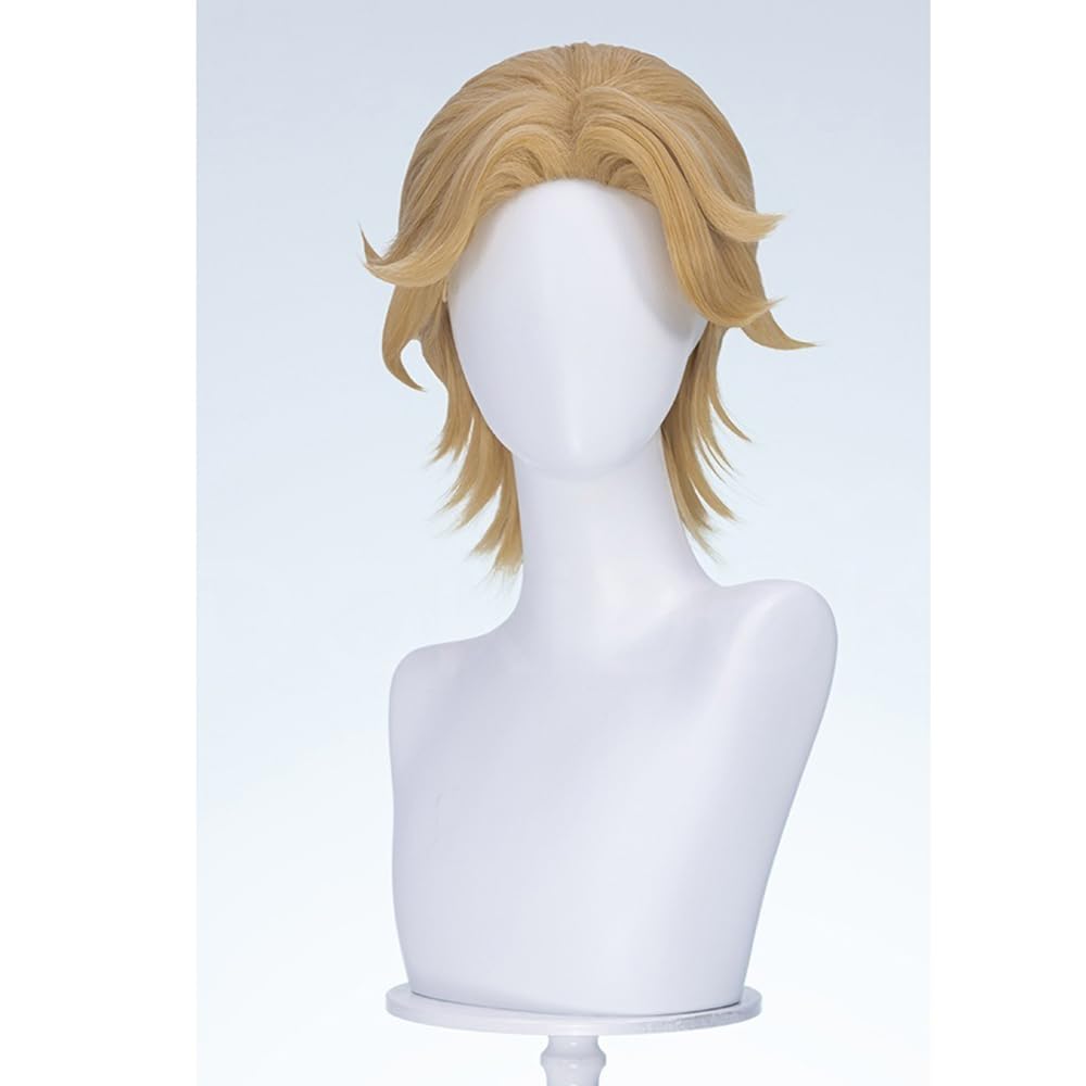 Game Cosplay Wig Short Straight Wig Linen Yellow Hair Heat Resistant Wigs Party Wigs