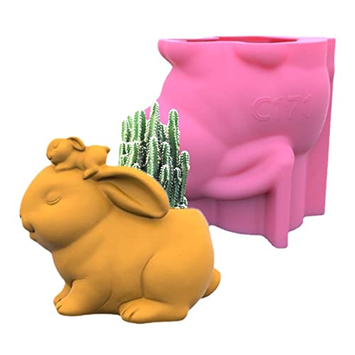 Moule pot de fleurs lapin silicone pour création artisanale en argile - 4