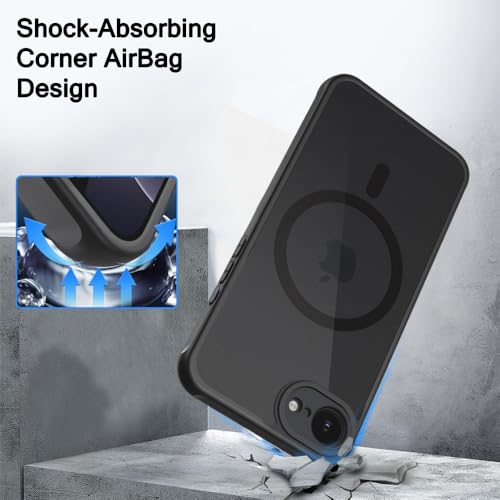 Image of TheGiftKart for iPhone 16e / iPhone 17e Case, Matte Frosted Hard Back Cover Compatible with MagSafe, Hybrid Shockproof Case with Camera & Screen Protection (PC & TPU, Translucent Black)