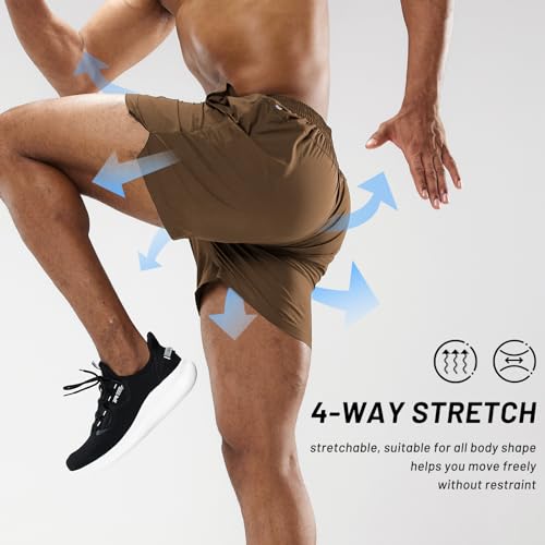 Image of MIER Men's Workout Running Shorts Lightweight Active 5 Inches Shorts with Pockets, Quick Dry, Breathable