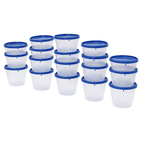 SIMPARTE Nesterware Round Plastic Container Set of 24 with 7x1L+8x750ml+9x500ml BPA-Free Leak-Proof Stackable Nestable Reusable Plastic Organizers for Kitchen Pantry Fridge Meal Prep – Dark Blue