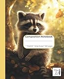 Composition Notebook Wide Ruled: Cute Raccoon: Journal for School, Office, College, Work with 100 pages