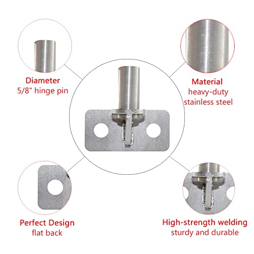 Wdwlbsm 2 Pack Wall Mount Gate Hinge Wood Fence Link Gate Hinge, Heavy Duty Outdoor Chain Link Fence Gate Post Hinges, Diameter 5/8" Hinge Pin, Stainless Steel, Horizontal Mount #TOP2