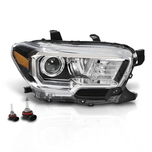Image of GRAND ORANGE Headlight Assembly with LED Daytime Running Light Front Headlamp Right Side Compatible with Toyota Tacoma 2016-2023 81150-04270 TO2502244 Clear Lens Black Housing