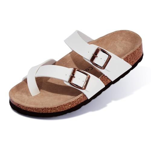 CozyNest Glow Adjustable Slide Sandals for Women and Men Cork Footed Arch Supported for Summer Indoor and Outdoor