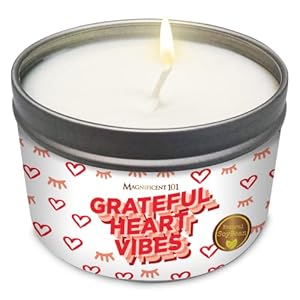 Magnificent 101 Long-Lasting Grateful Heart Vibes Aromatherapy Candle | 6 Oz – 35-Hour Burn | 100% Soy Wax, Cedar & Lavender Essential Oils | Ideal for Meditation, Energy Cleansing & Manifestation