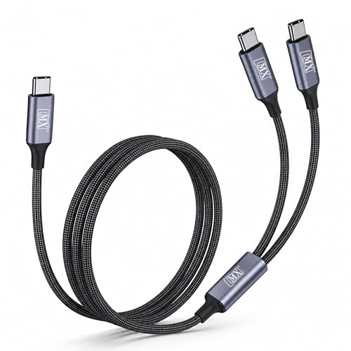 MX 2 in 1 USB-C to Dual USB-C Cable 1M, 100W PD Fast Charging & Data Sync Cord for MacBook, iPad, Samsung Galaxy & All Type-C Devices