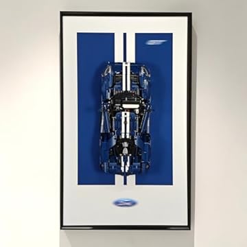 WETCEAOM Quadro de parede para Lego Technic 2022 Ford GT 42154 escala 1:12, compatível com carros Lego Ford GT, ideias de presente para entusiastas de montagem na parede de carros Lego, 45 x 74,9 cm,