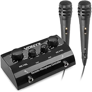 VONYX AV430B Karaoke Microphone Mixer Controller System Set for TV Blu-Ray Computer PC Tablets Smart phone DVD Hi-Fi Stereo Home Theater Speakers RCA Audio Video, Black