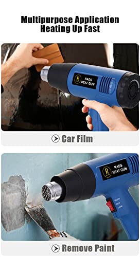 Heat Gun 1800W Adjustable Temperature (50℃- 580℃) Fast Heating Heavy Duty Hot Air Gun Kit Variable Temperature Control Overload Protection With Nozzle For Crafts, Shrinking Pvc, Stripping Paint. #TOP5